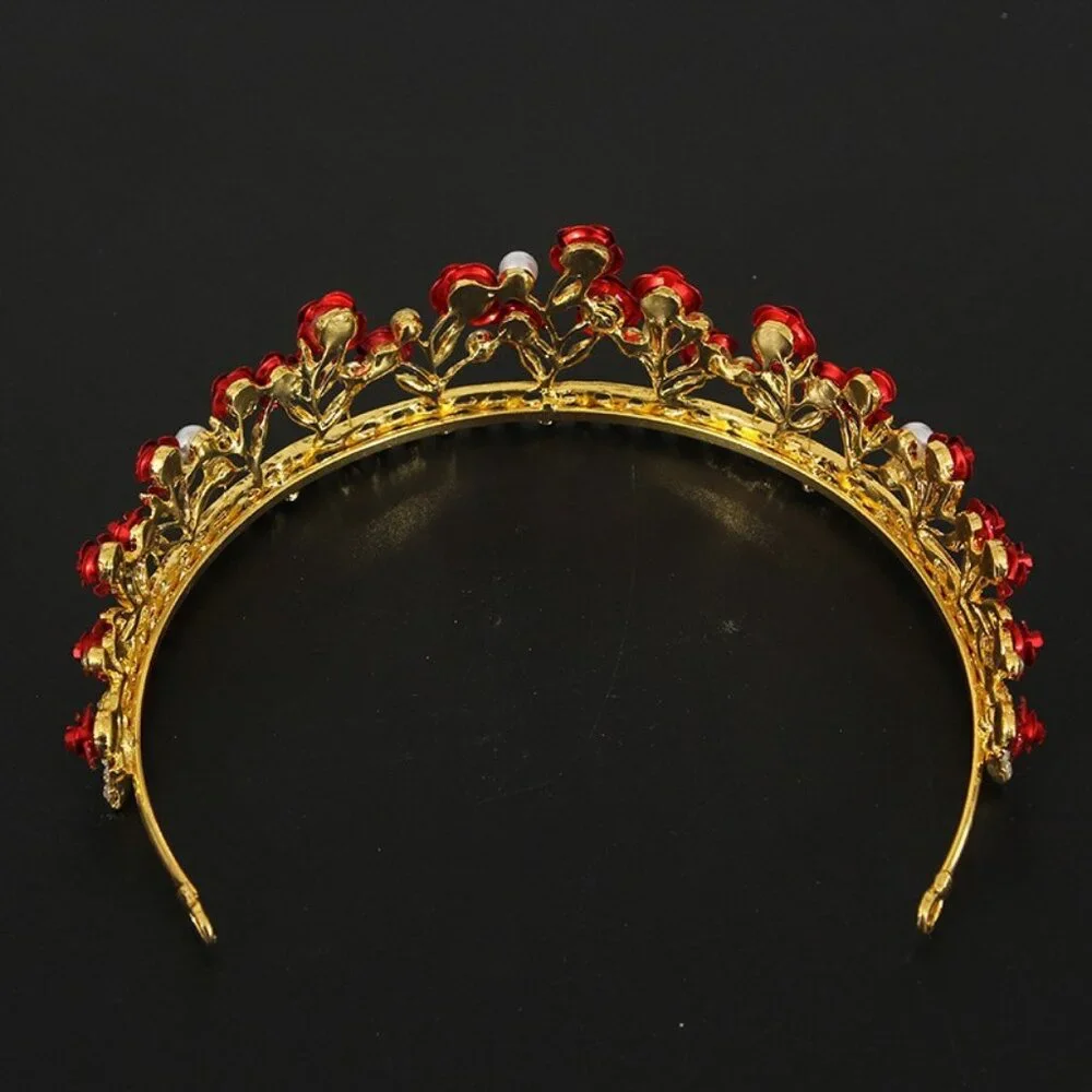 Red rose Women Tiaras for Girls Birthday Party Princess Crown Hair Acces…